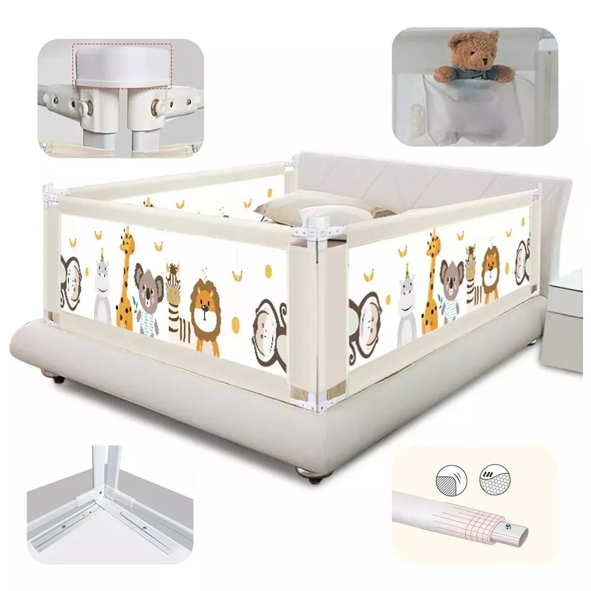 MUNDO MAGIA - Baranda De Cama Seguridad Bebe Plegable Ajustable 200cm