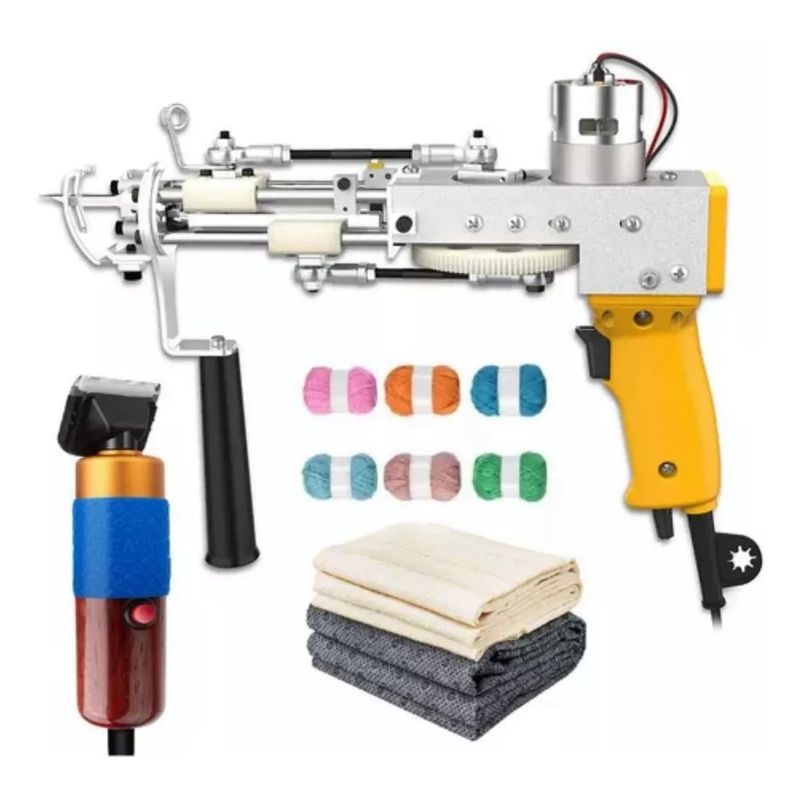 MUNDO MAGIA - Kit Maquina Tufting + Esquiladora + Tela Base + Lanas