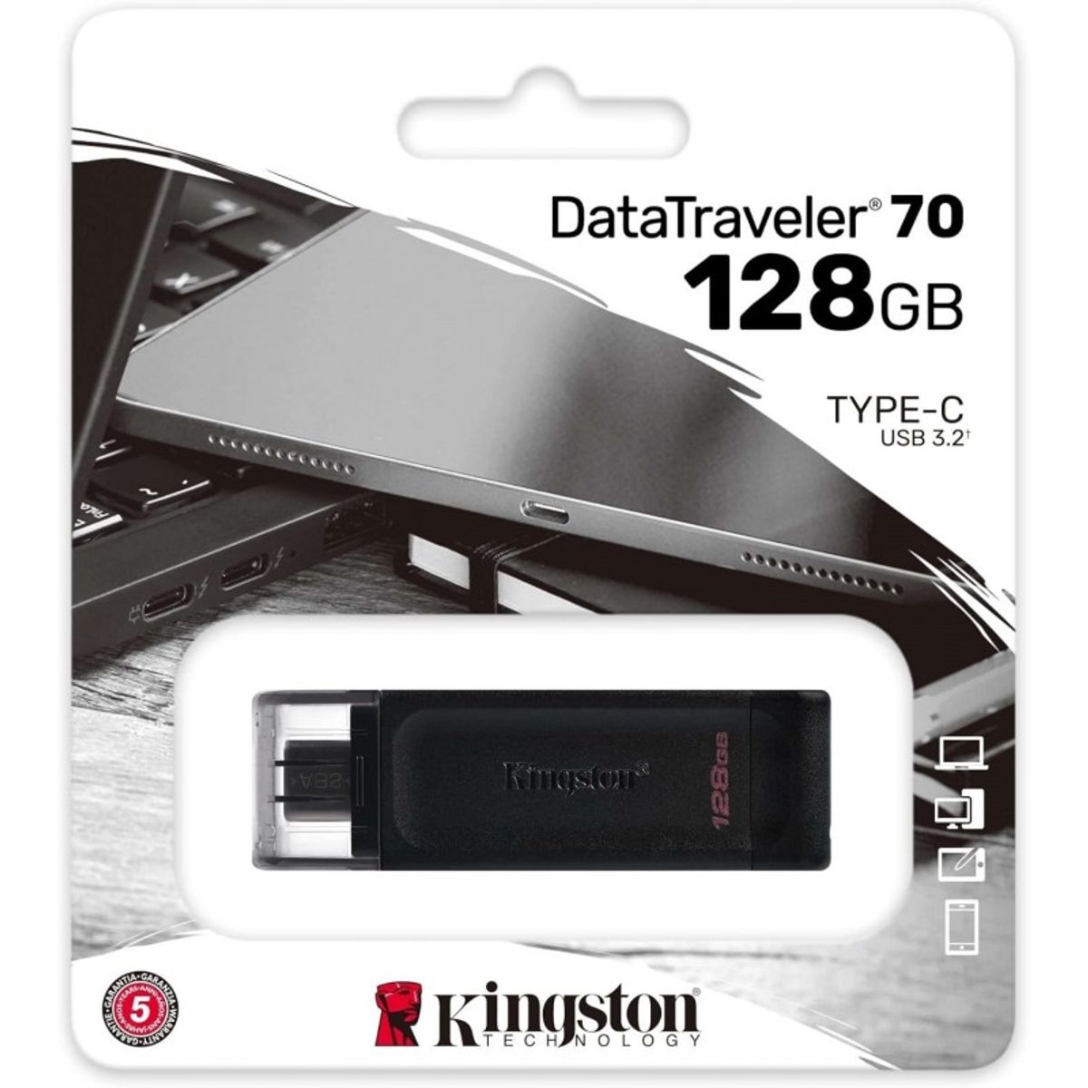 KINGSTON - Kingston DataTraveler 70 128GB USB-C portátil