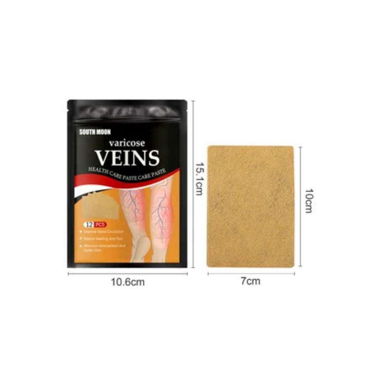 GENERICO - Pack 5 Parches De Tratamiento De Venas Varicosas 12pcs CH