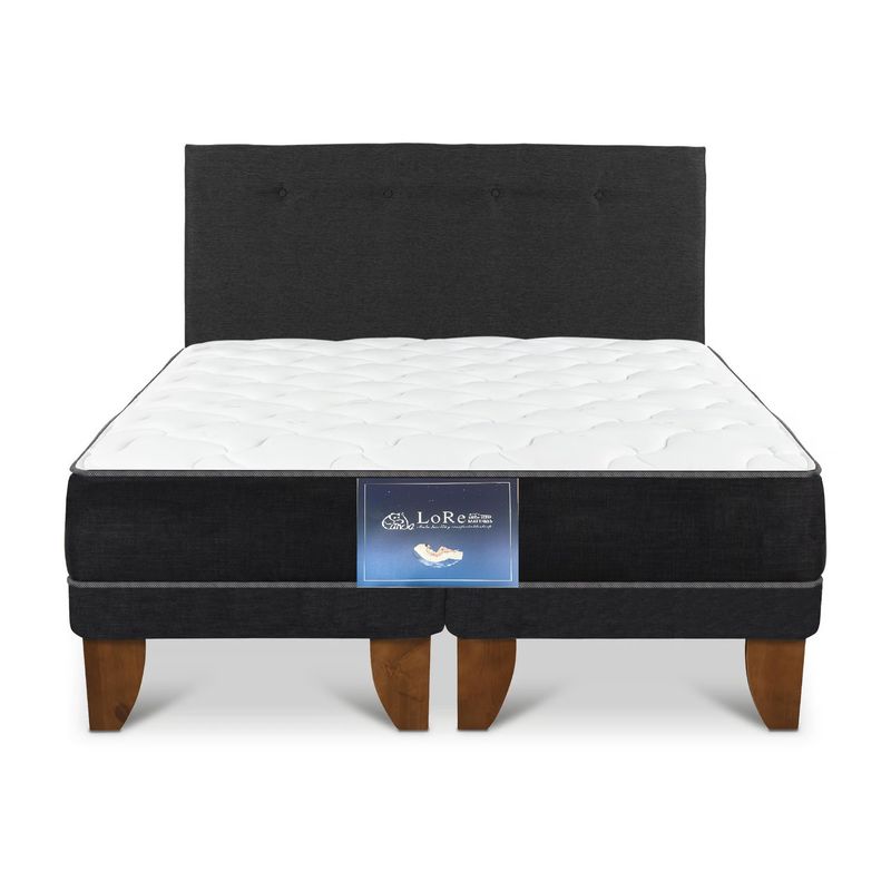 GENERICO - Cama de botones negros 2plaza Lino