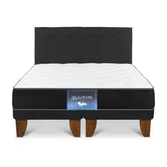 GENERICO - Cama de botones negros 2plaza Lino