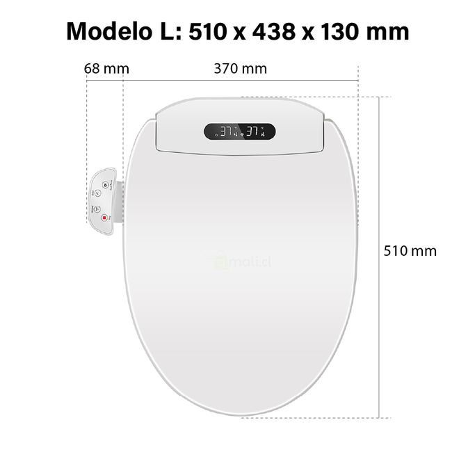 BE BLU - Tapa de Inodoro Inteligente BLU105 L White Bidet Baño Japonés