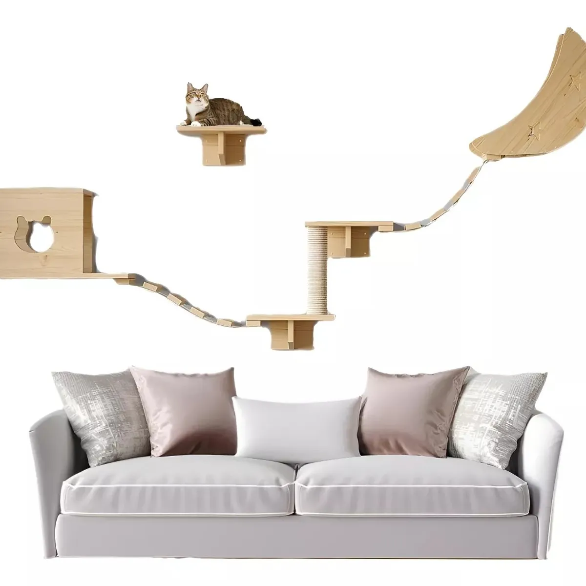 MUNDO MAGIA - Rascador Con Hamaca Para Gatos Muebles De Pared