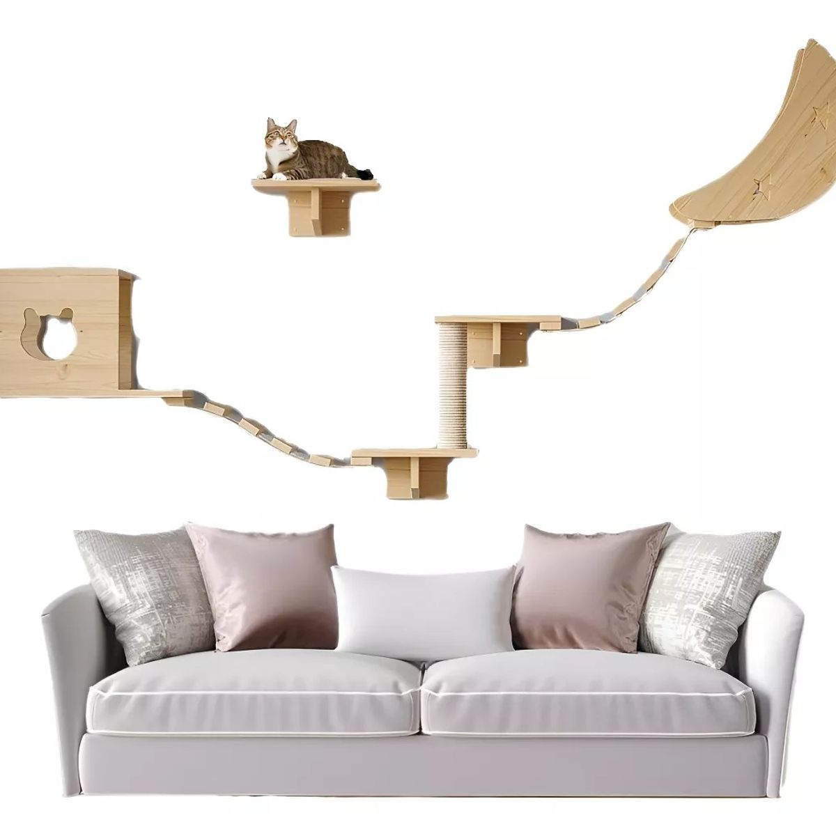 MUNDO MAGIA - Rascador Con Hamaca Para Gatos Muebles De Pared