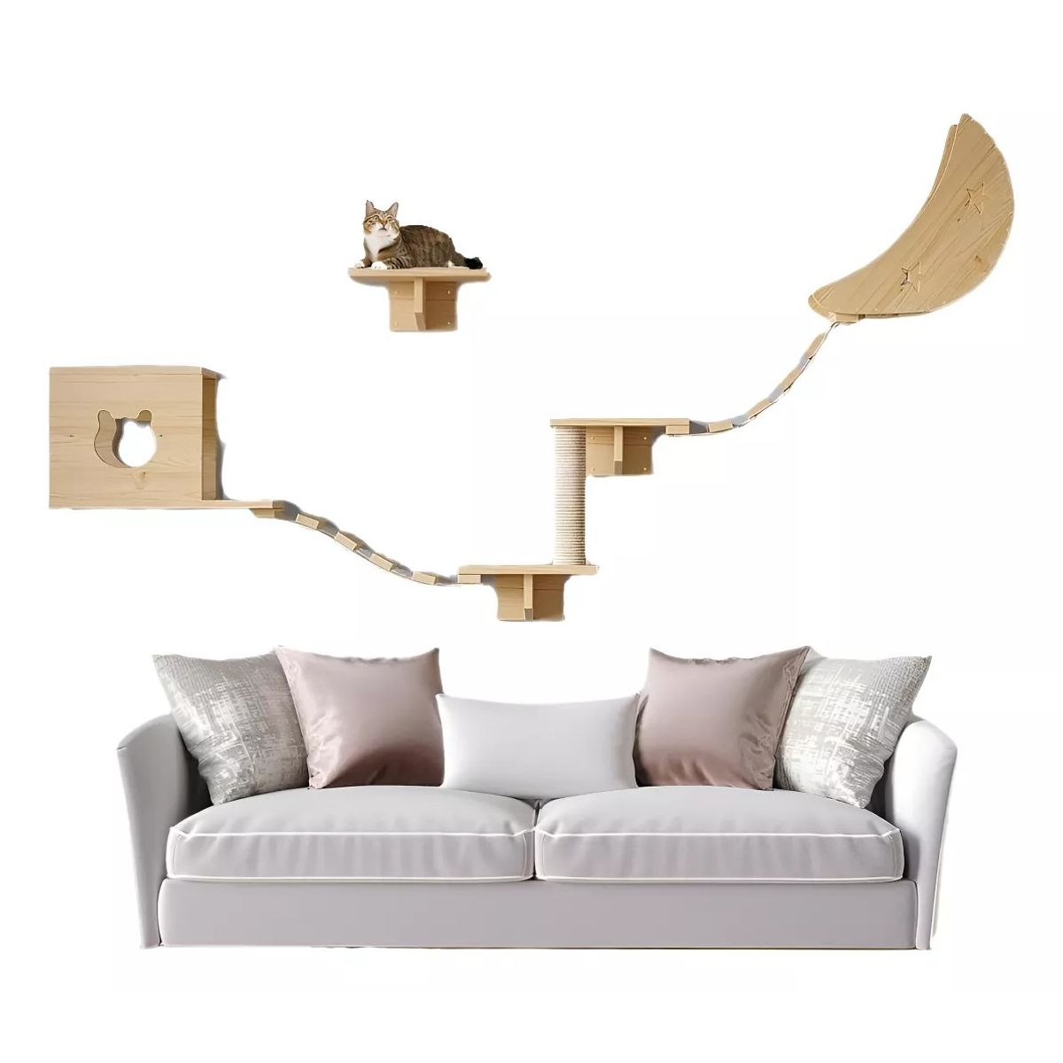 MUNDO MAGIA - Rascador Con Hamaca Para Gatos Muebles De Pared