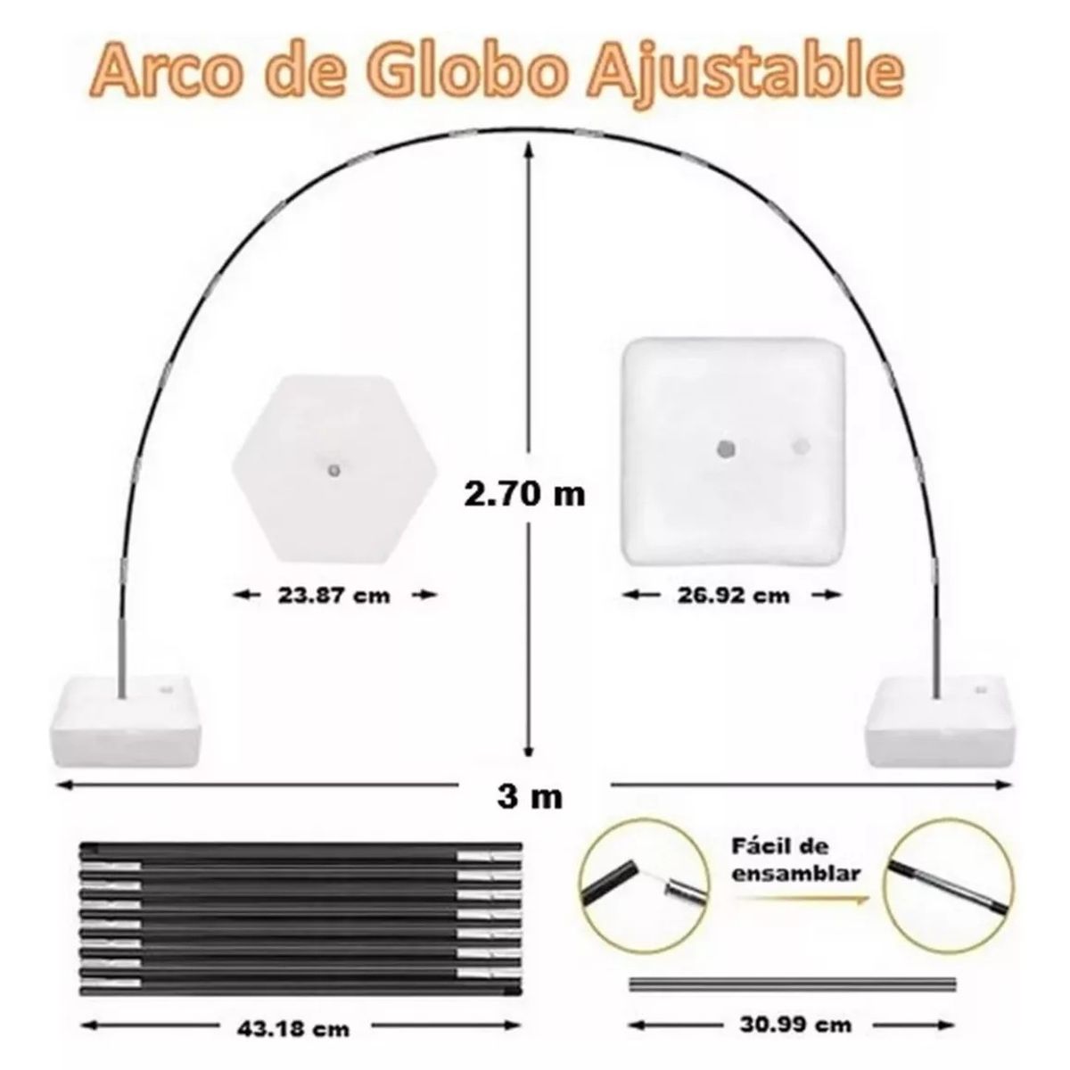 MUNDO MAGIA - Base Estructura Para Arco De Globos Completo 2.7 X 3 Metros