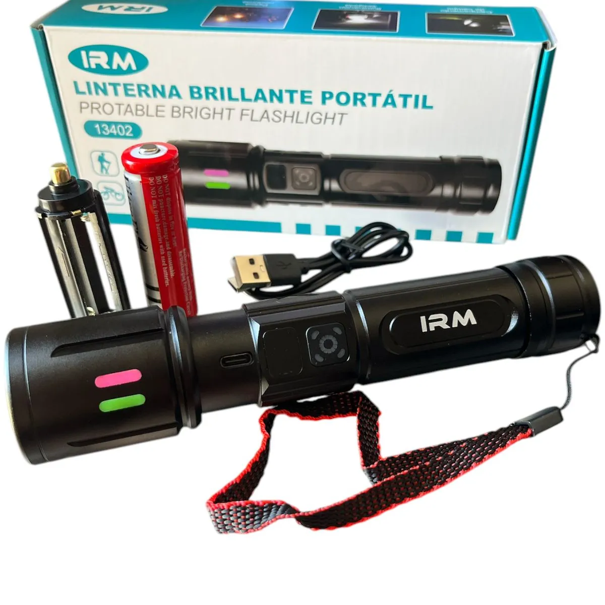 GENERICO - Linterna Aluminio Brillante Recargable Y A Bateria Portatil