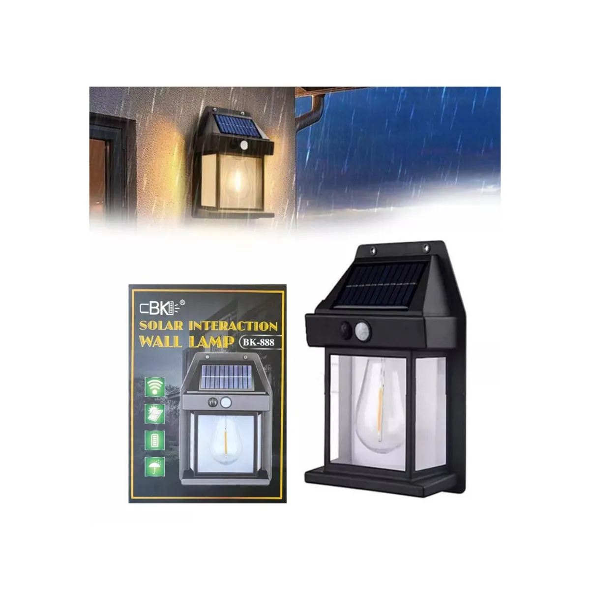 GENERICO - Aplique Lampara De Pared Solar Foco Con Sensor De Movimiento