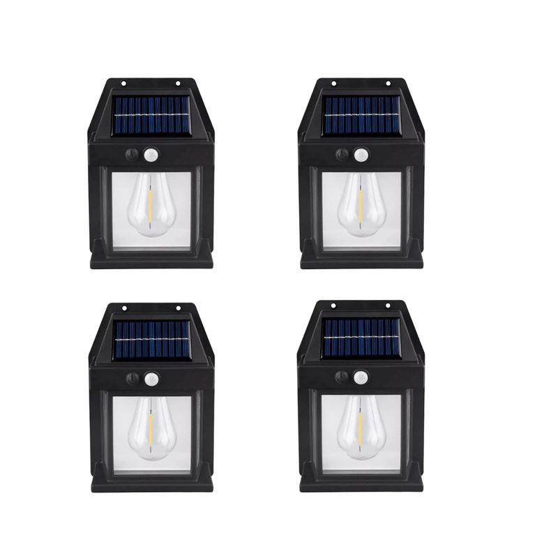 GENERICO - Pack 4 Aplique Lampara De Pared Solar Foco Con Sensor