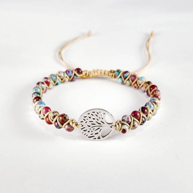 RITO DE LUNA - Pulsera de Jaspe Violetas y Árbol de la Vida