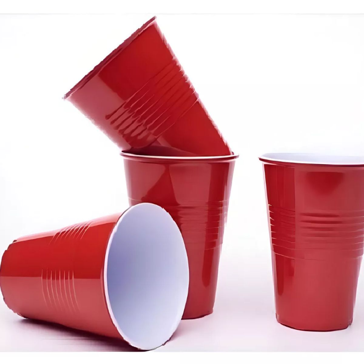 PREMIUM - Pack 100 Vasos Plasticos Bicolor rojo Vaso Desechable 16oz Grande