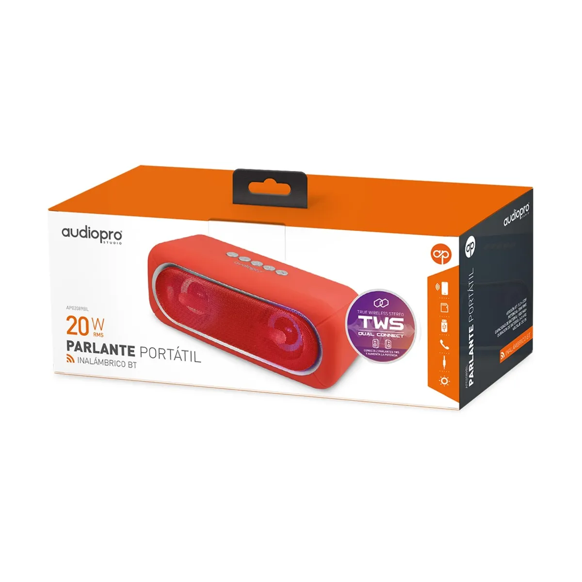 AUDIOPRO - Parlante Inalámbrico BT Audiopro UsbSd Ap02089R Rojo
