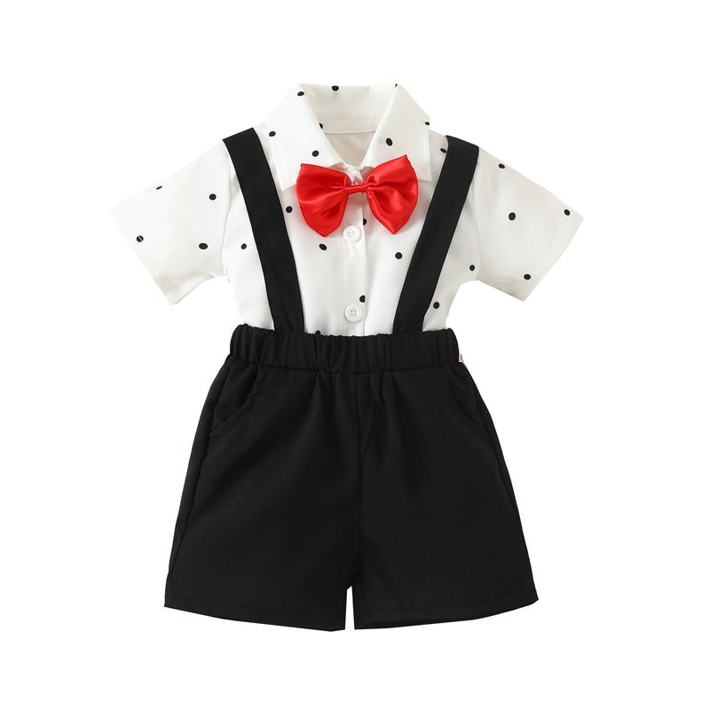 ANGO - Conjunto  bebe verano Camisa lunares Corb Rojo Short negro
