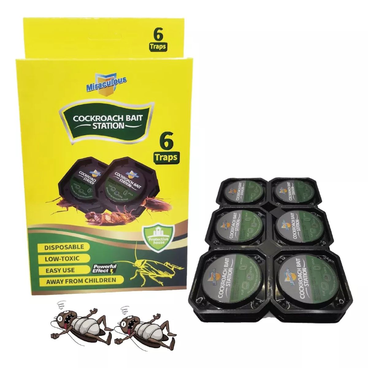 GENERICO - Trampas Cebo cucarachas 6 Piezas