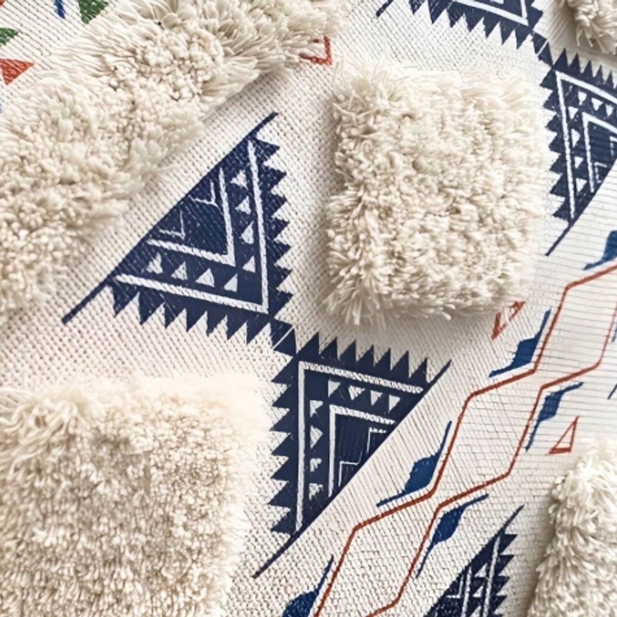 GENERICO - Pack 3 Fundas Para Cojín Boho Lino Bordado Azul 45x45 Cm