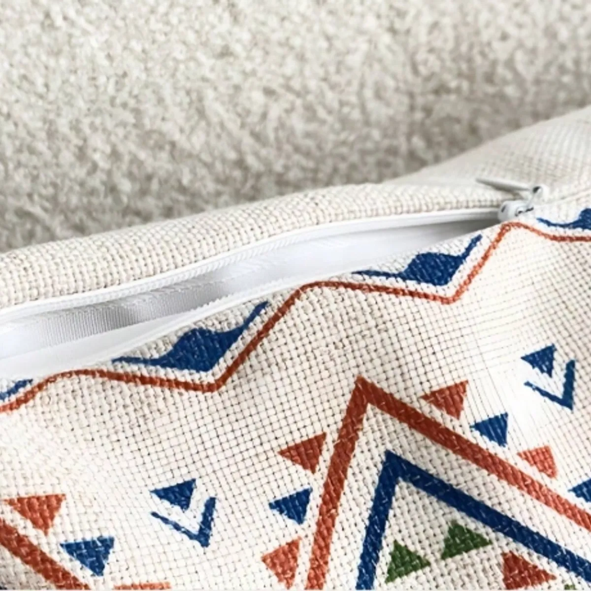 GENERICO - Pack 3 Fundas Para Cojín Boho Lino Bordado Zig Zag 45x45 Cm