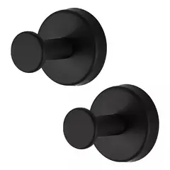 KUANGYE - Dos Ganchos De Ventosa De Baño Negro Mate Puerta De Vidrio