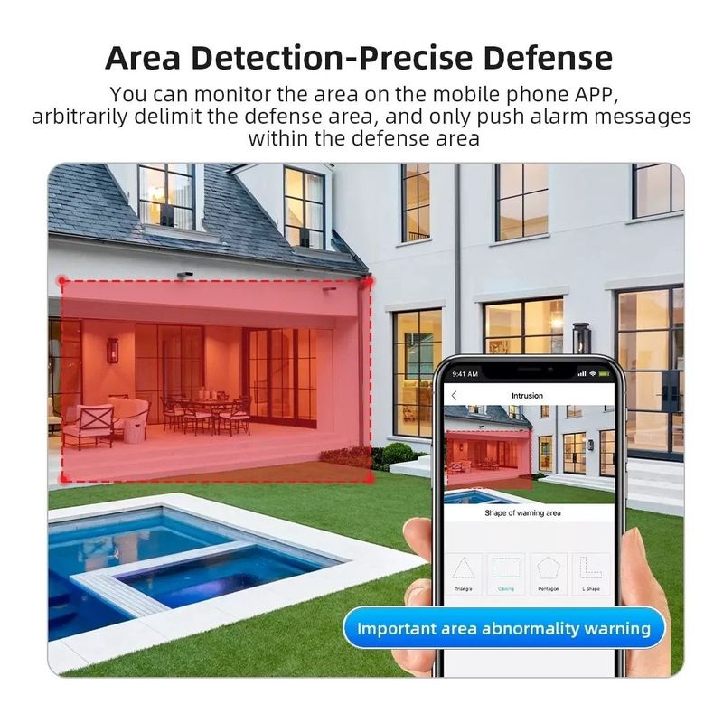 GENERICO - Camara Vigilancia De Doble Lente Con Baliza Seguridad Exterior IP