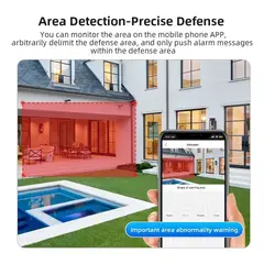 GENERICO - Camara Vigilancia De Doble Lente Con Baliza Seguridad Exterior IP