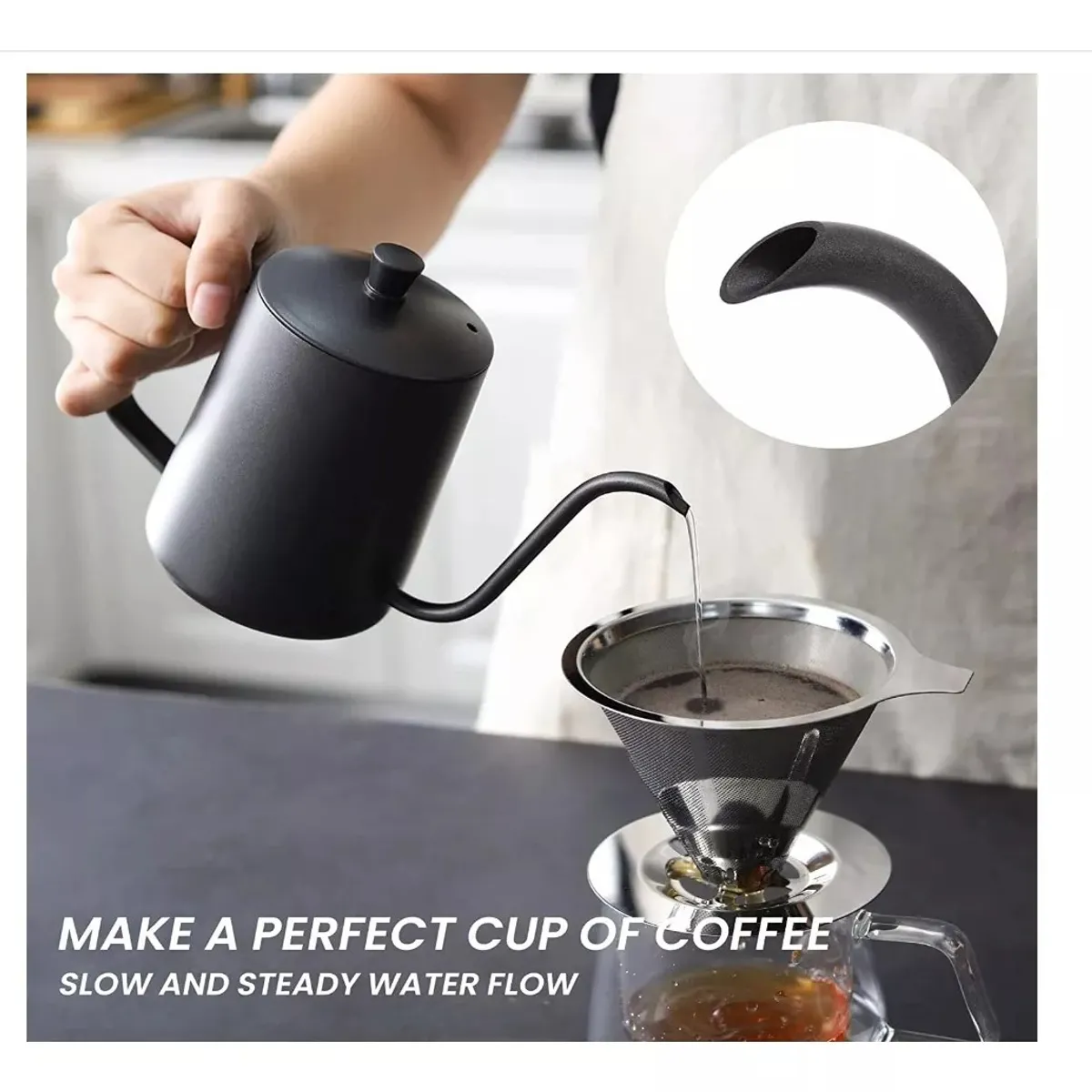 KUANGYE - Acero Inoxidable 304cafetera Tetera Cuello De Cisne Verter