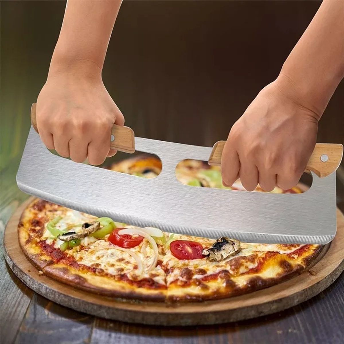 KUANGYE - Cortador De Pizza Profesional Doble Mango 35 Cm Premium