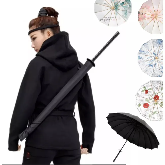 KUANGYE - Paragua Katana Samurai 16 Varillas Negro