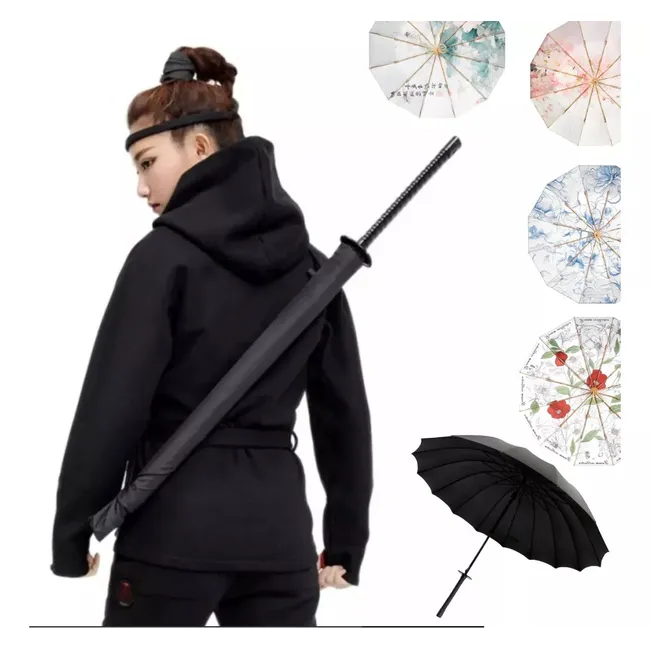 KUANGYE - Paragua Katana Samurai 16 Varillas Negro