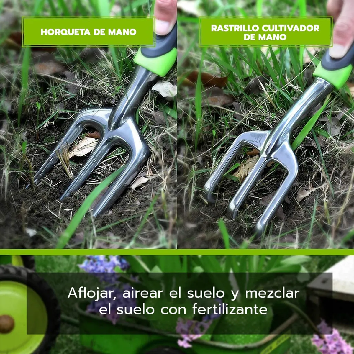 WORKPRO - JUEGO HERRAMIENTAS JARDIN 5 PIEZAS (BOLSO VERDE)