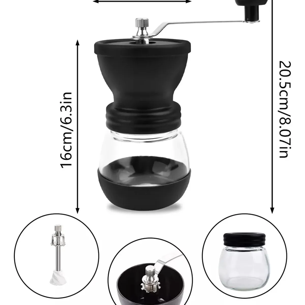 KUANGYE - Molinillo De Café Moledor Manual De Granos Café Y Semillas Color Negro