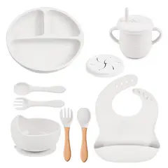 GENERICO - Set Alimentación Silicona Libre Bpa 9 Piezas Antideslizante
