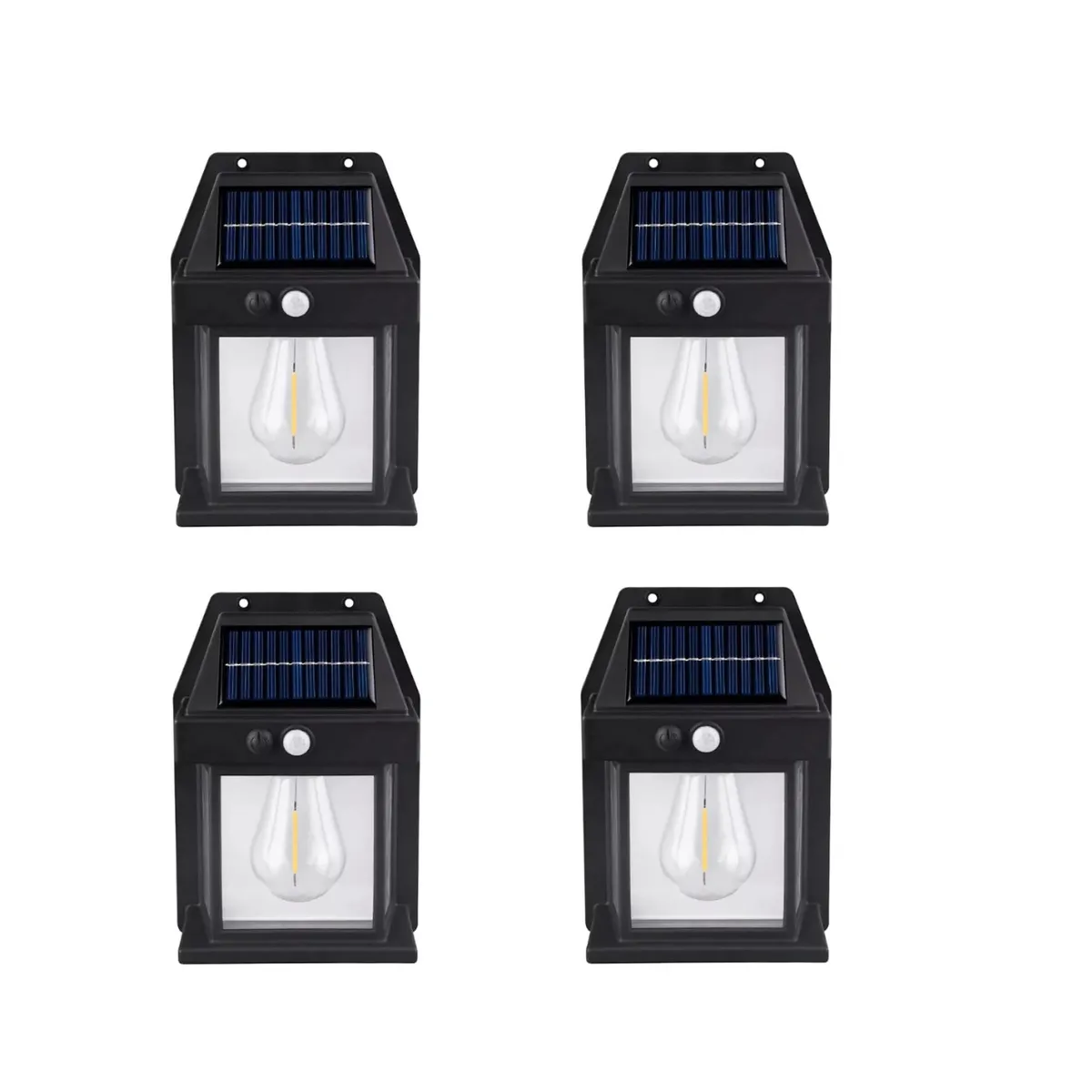 GENERICO - Pack 4 Aplique Lampara De Pared Solar Foco Con Sensor