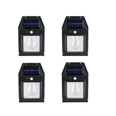 GENERICO - Pack 4 Aplique Lampara De Pared Solar Foco Con Sensor