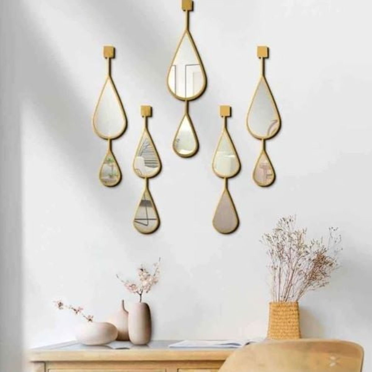 GENERICO - Set de 5 espejos Diseño Doble  Gotas.