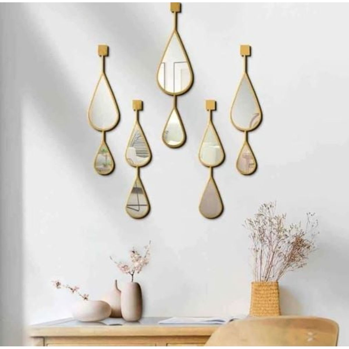 GENERICO - Set de 5 espejos Diseño Doble  Gotas.