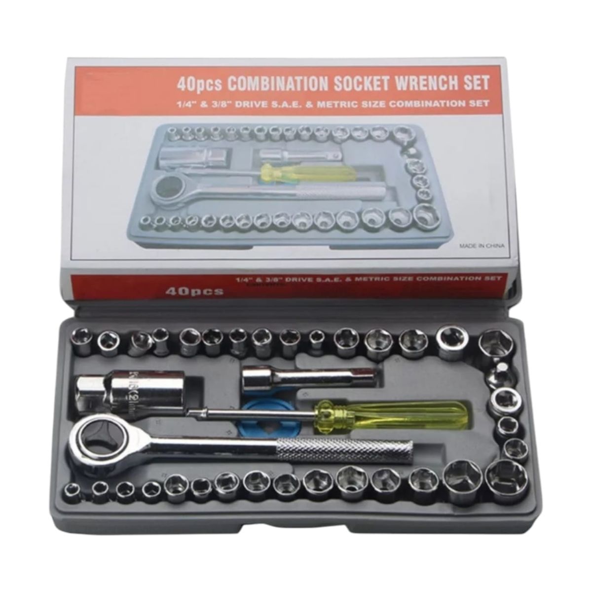 GENERICO - Juego De Herramientas Manuales 40 Pcs Con Chicharra 1/4y3/8