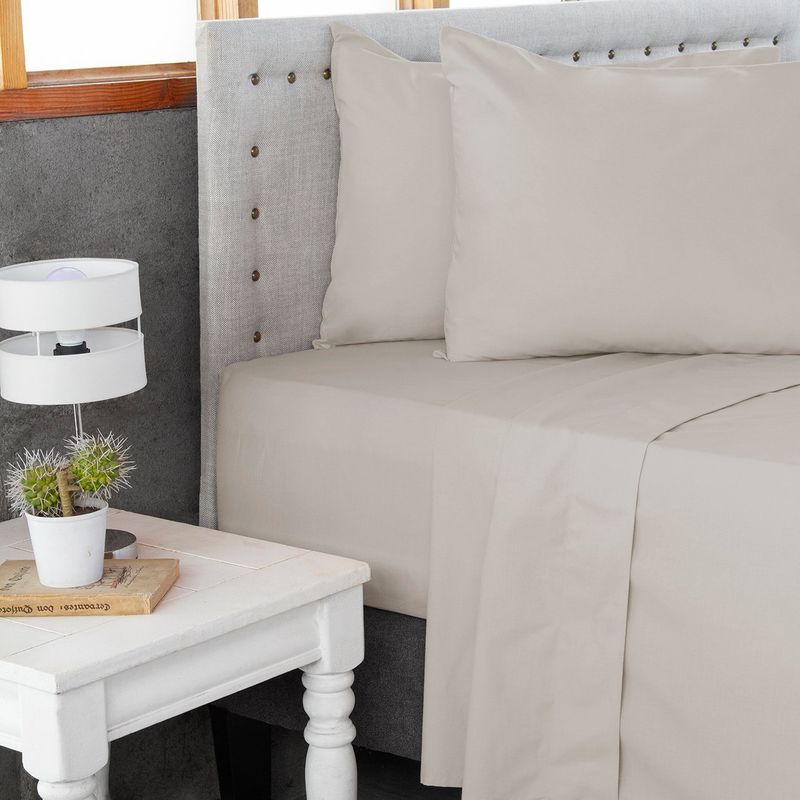 MASEL - Jgo.Sábanas Polycotton King -144 hilos 4 piezas - Beige