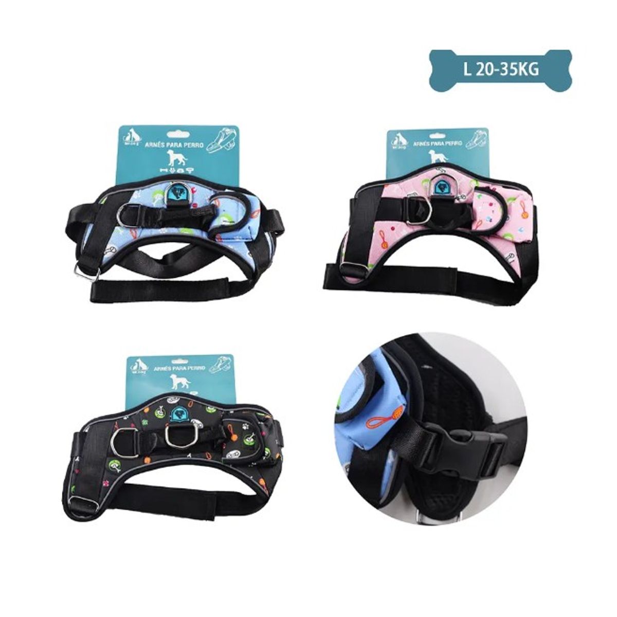 GENERICO - Arnés K9 Equipado Para mMscotas L 20-35Kg Color Aleatorio