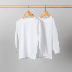 PIMMALU - Pack 2 Camisetas Manga Larga Niños Blancas Algodón Pima Peruano