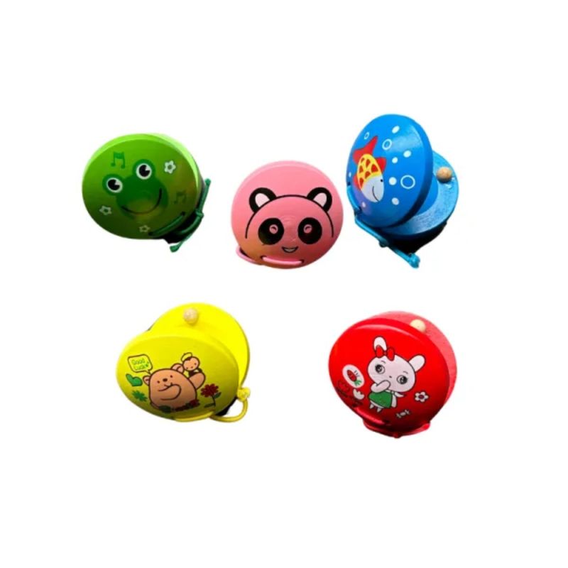 OEM - Set 2 Juguete Musical De Castañuelas Madera Dibujos Animado