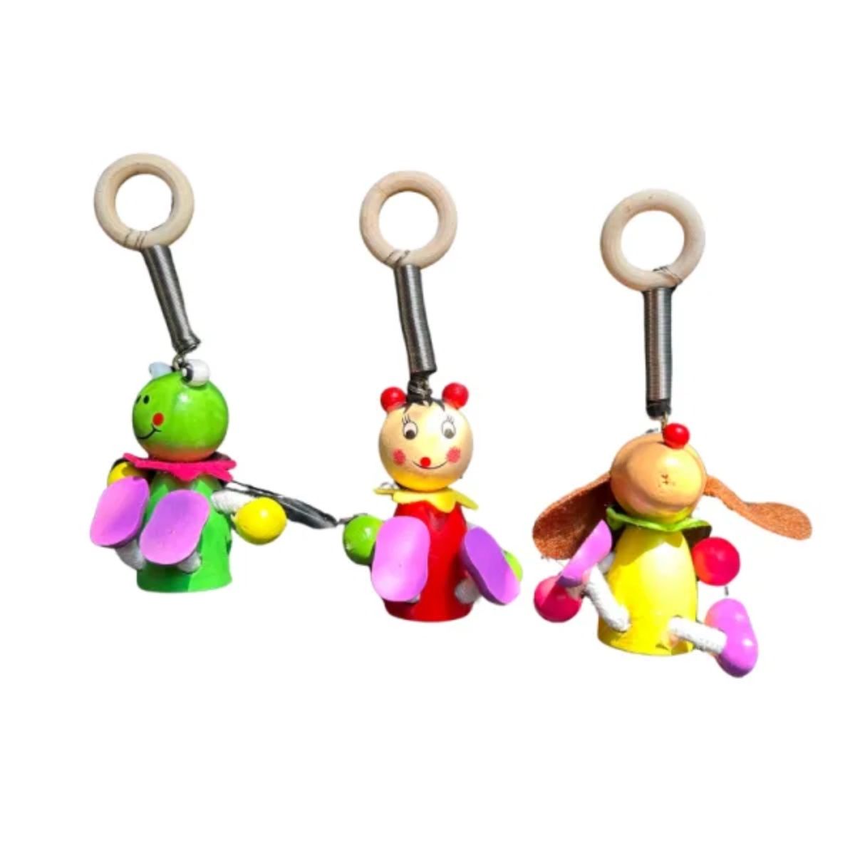 OEM - SET 2 Animal Resorte Colgante Juguete Madera