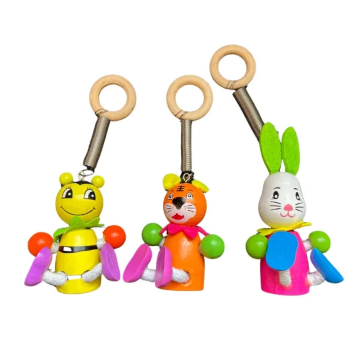 OEM - SET 2 Animal Resorte Colgante Juguete Madera