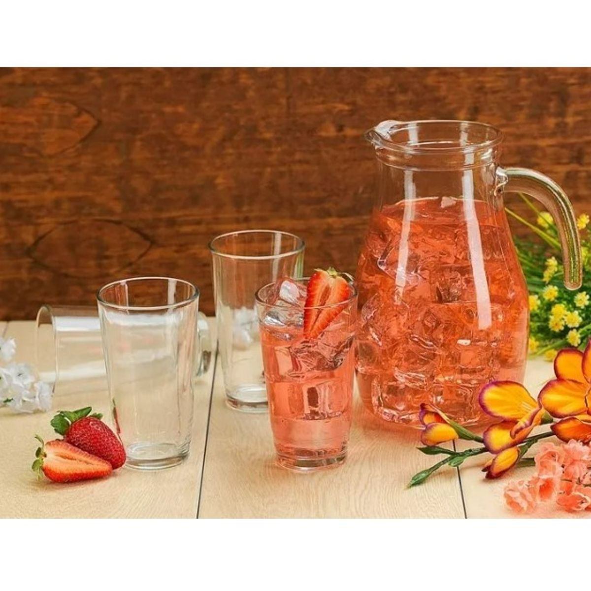 LIBBEY - JUEGO JARRA DE AGUA + 4 VASOS  5 PZ