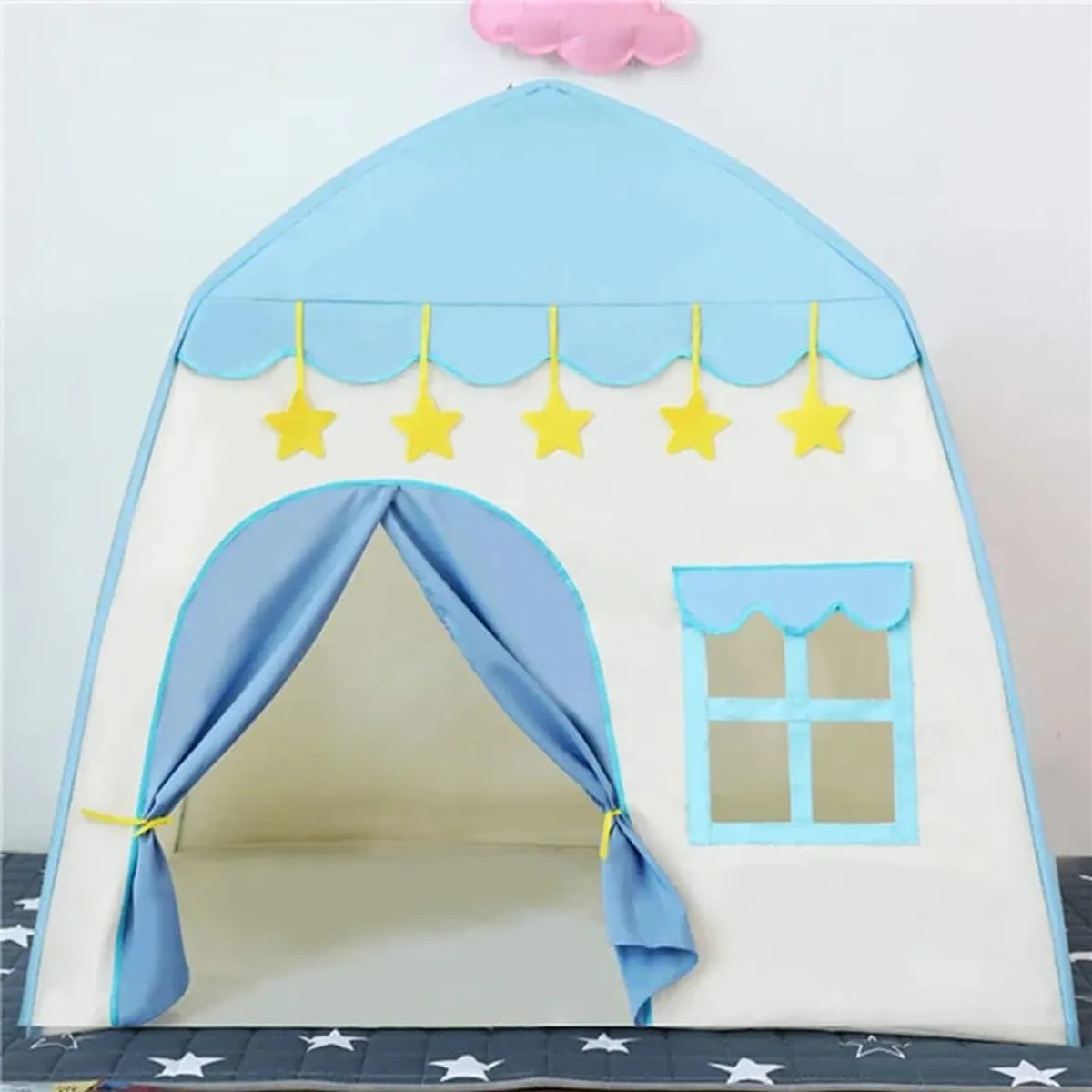GENERICO - Carpa de juego infantil Casita con ventanas Azul