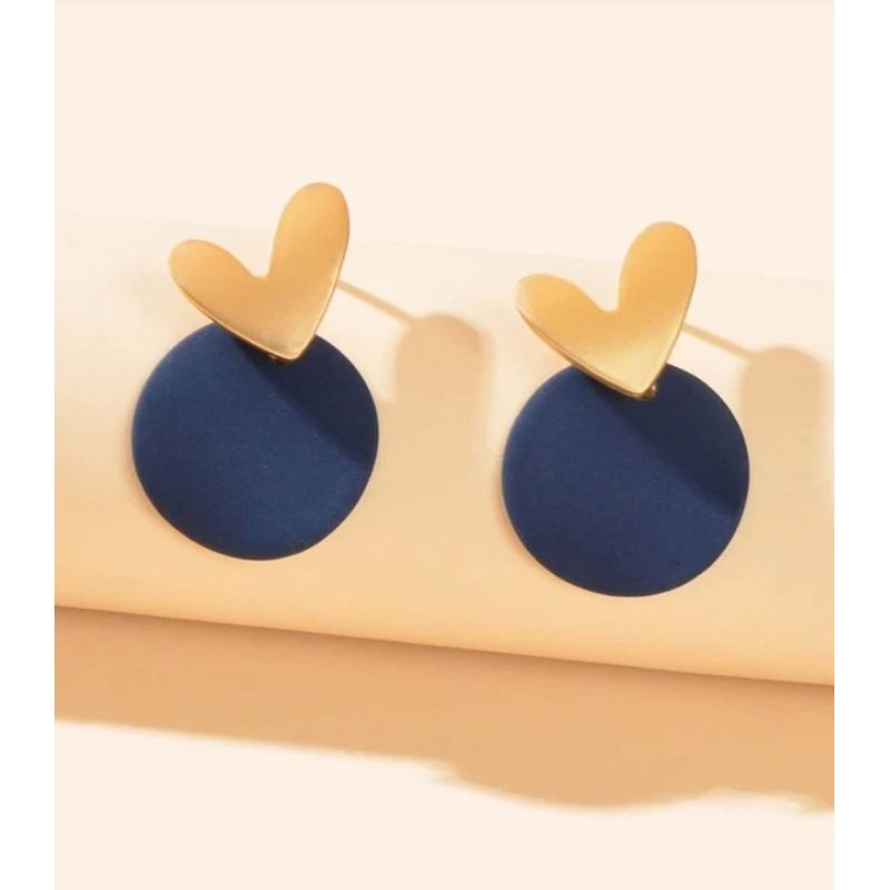 GENERICO - Pendientes Modernos con Detalles en Azul Marino