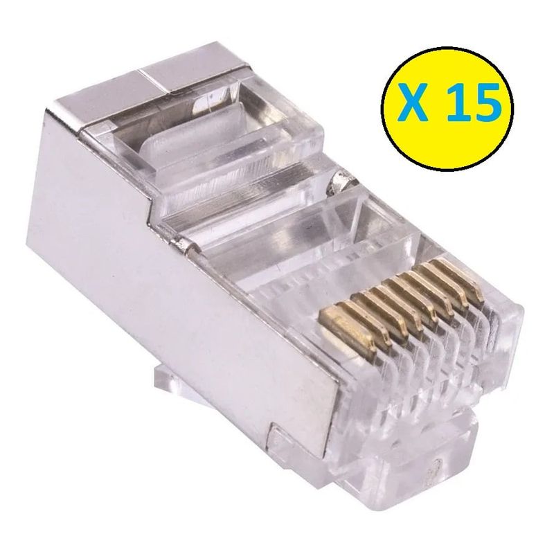 GENERICO - Conector Ethernet Rj45 Metalico Cat 5 / 15 Unid.