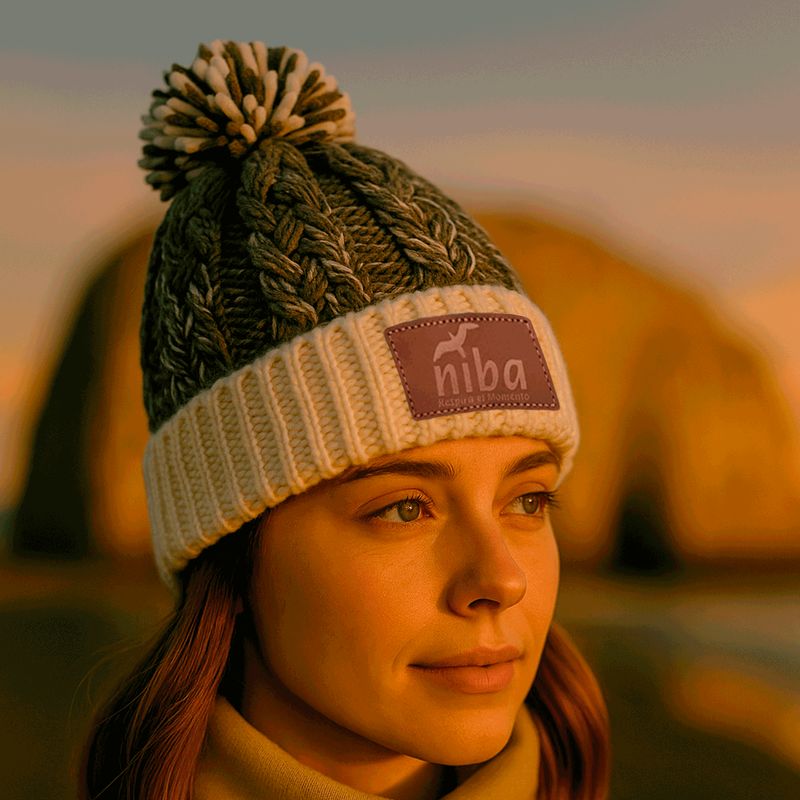 NIBA - Gorro Lana Radal Blanco Gris Niba