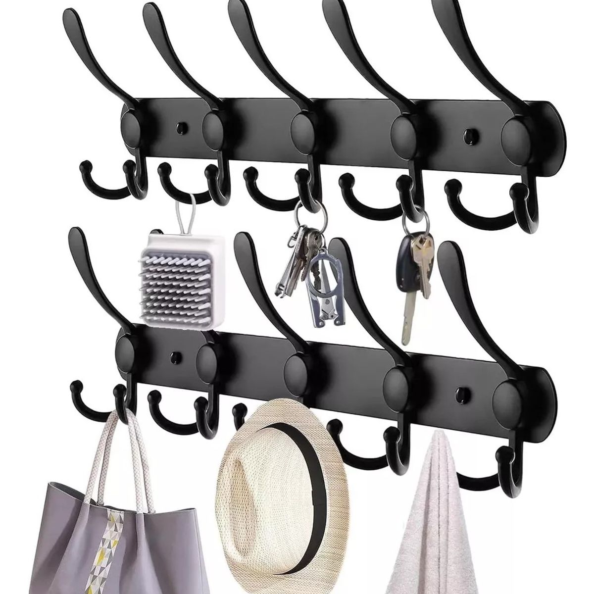 KUANGYE - Ganchos Perchero Sombrero Doble Colgador Pared Cocina 2pzs