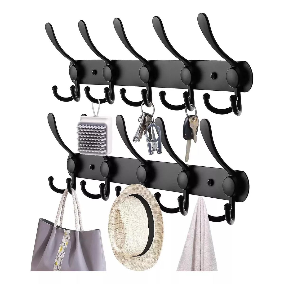 KUANGYE - Ganchos Perchero Sombrero Doble Colgador Pared Cocina 2pzs