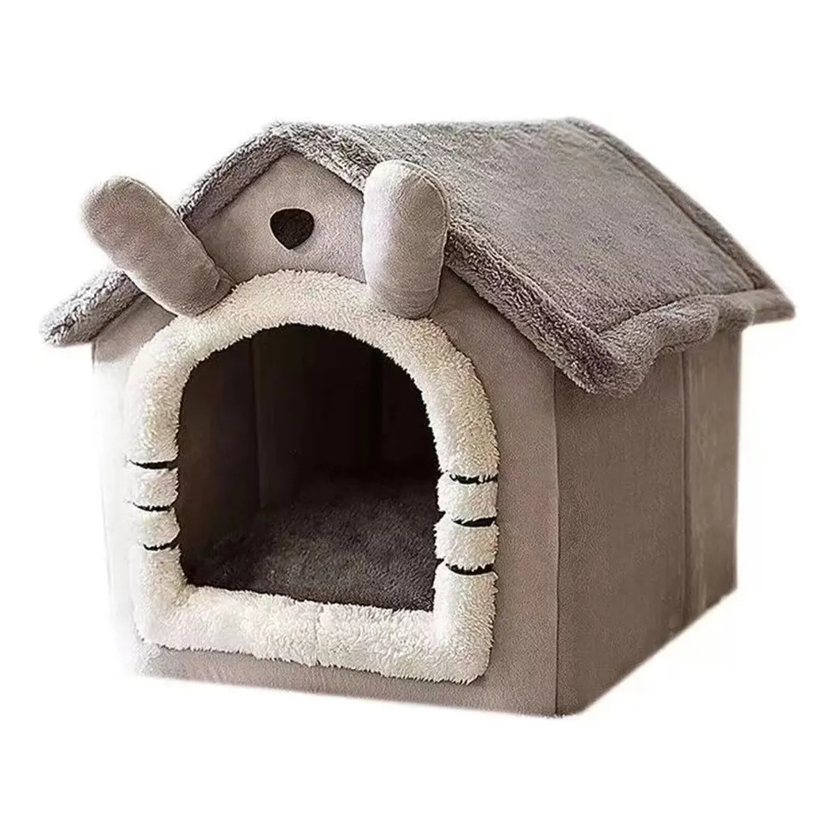 KUANGYE - Cama Casa Iglu Felpa Suave Invierno Mascotas Gatos Perros